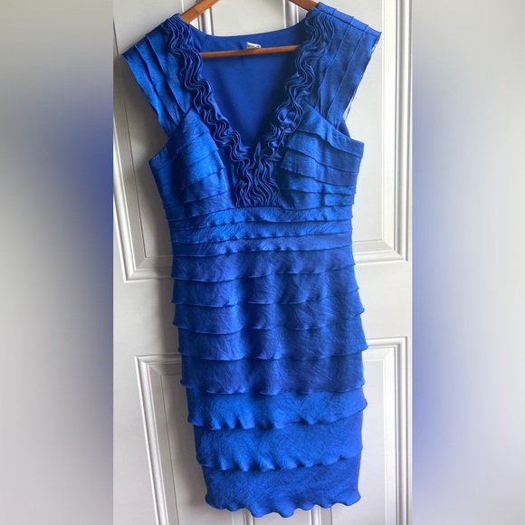 SANGRIA Blue Tiered Ruffle Dress Size 10 - Picture 3 of 9